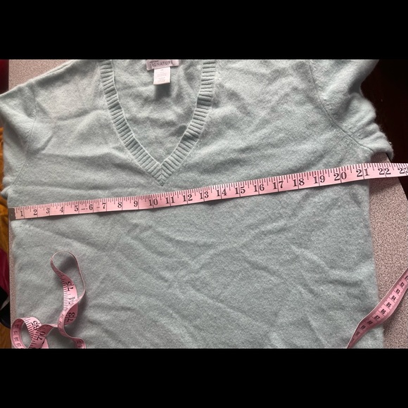 Nordstrom Signature Blue Cashmere V-Neck Sweater Size XS - Picture 9 of 10